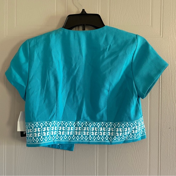 Kim Rogers aqua blue & white 2pc jacket dress 4 petite NWT - Picture 10 of 16